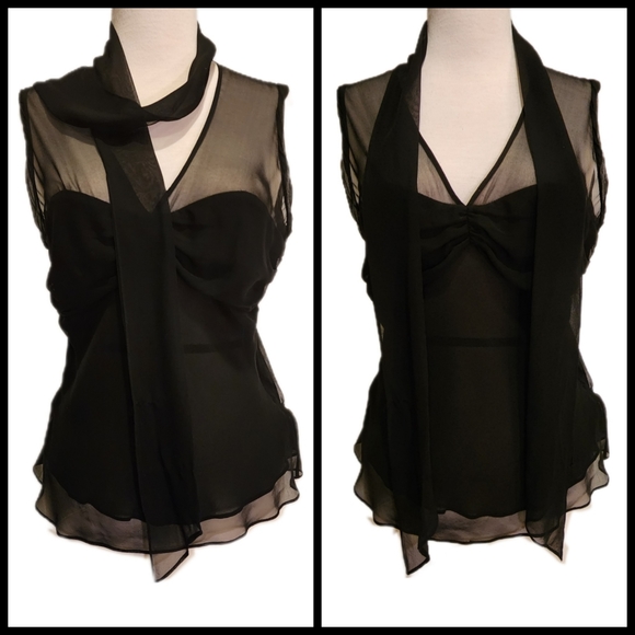 BCBGMaxAzria Silk Bow Collar Camisole Top - Picture 8 of 16